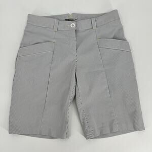 Nike Women's Golf Shorts Sz 6 Tour Performance Dri Fit Gray White Stripe Bermuda